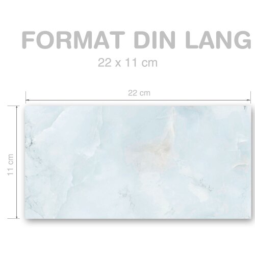 MARMOR HELLBLAU Briefumschläge Marmor-Motiv "CLASSIC" 10 Briefumschläge (ohne Fenster), DIN LANG (220x110 mm), DLOF-4037-10