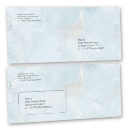 Enveloppes de motif Marbre & Structure, MARBRE BLEU CLAIR 10 enveloppes (sans fenêtre) - DIN LANG (220x110 mm) | Auto-adhésif | Commander en ligne! | Paper-Media