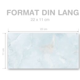 MARBRE BLEU CLAIR Briefumschläge Motif de marbre CLASSIC 10 enveloppes (sans fenêtre), DIN LANG (220x110 mm), DLOF-4037-10