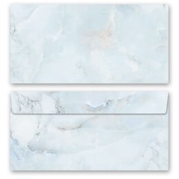 10 patterned envelopes MARBLE LIGHT BLUE in standard DIN long format (windowless) Marble & Structure, Marble motif, Paper-Media