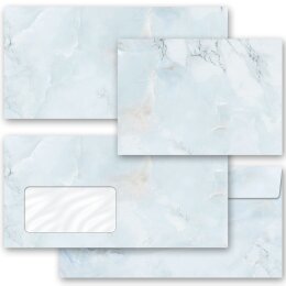 10 patterned envelopes MARBLE LIGHT BLUE in standard DIN long format (windowless)