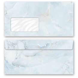 50 patterned envelopes MARBLE LIGHT BLUE in standard DIN...