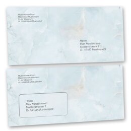 Motif envelopes Marble & Structure, MARBLE LIGHT BLUE 50 envelopes (with window) - DIN LONG (220x110 mm) | Self-adhesive | Order online! | Paper-Media