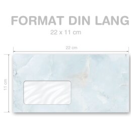 MARBLE LIGHT BLUE Briefumschläge Marble motif CLASSIC 50 envelopes (with window), DIN LONG (220x110 mm), DLMF-4037-50