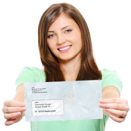 50 patterned envelopes MARBLE LIGHT BLUE in standard DIN long format (with windows)