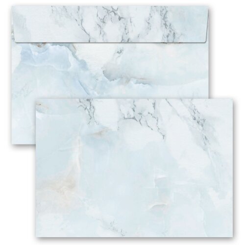 10 patterned envelopes MARBLE LIGHT BLUE in C6 format (windowless) Marble & Structure, Marble motif, Paper-Media