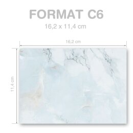 MARBLE LIGHT BLUE Briefumschläge Marble motif CLASSIC 10 envelopes, DIN C6 (162x114 mm), C6-4037-10