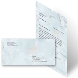 20-pc. Complete Motif Letter Paper-Set MARBLE LIGHT BLUE