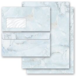 40-pc. Complete Motif Letter Paper-Set MARBLE LIGHT BLUE Marble & Structure, Marble paper, Paper-Media
