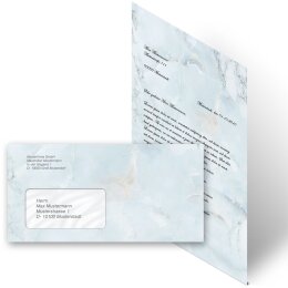 200-pc. Complete Motif Letter Paper-Set MARBLE LIGHT BLUE