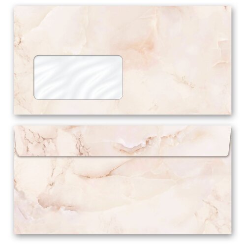 10 patterned envelopes MARBLE TERRACOTTA in standard DIN long format (with windows) Marble & Structure, Marble motif, Paper-Media