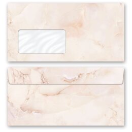 50 patterned envelopes MARBLE TERRACOTTA in standard DIN long format (with windows) Marble & Structure, Marble envelopes, Paper-Media