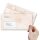 50 patterned envelopes MARBLE TERRACOTTA in standard DIN long format (with windows)