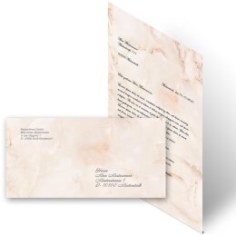 100-pc. Complete Motif Letter Paper-Set MARBLE TERRACOTTA