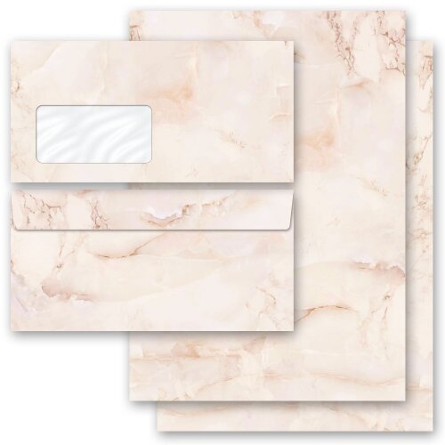 40-pc. Complete Motif Letter Paper-Set MARBLE TERRACOTTA Marble & Structure, Marble paper, Paper-Media