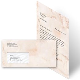 40-pc. Complete Motif Letter Paper-Set MARBLE TERRACOTTA