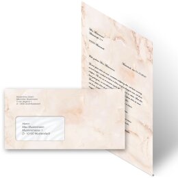 Motiv-Briefpapier Set MARMOR TERRACOTTA - 40-tlg. DL (mit Fenster)