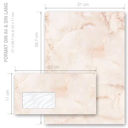 100-pc. Complete Motif Letter Paper-Set MARBLE TERRACOTTA