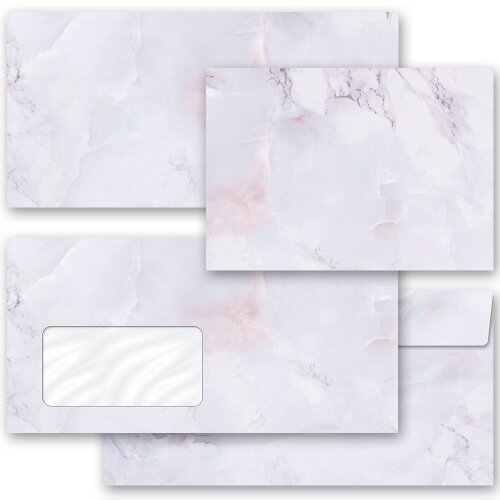 MARBRE LILAS Briefumschläge Papier de marbre CLASSIC , DIN LONG & DIN C6, BUE-4039