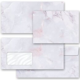 50 patterned envelopes MARBLE LILAC in standard DIN long format (windowless)