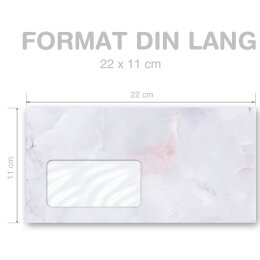 MARBRE LILAS Briefumschläge Papier de marbre CLASSIC 10 enveloppes (avec fenêtre), DIN LANG (220x110 mm), DLMF-4039-10