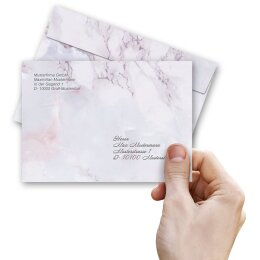 25 patterned envelopes MARBLE LILAC in C6 format (windowless)