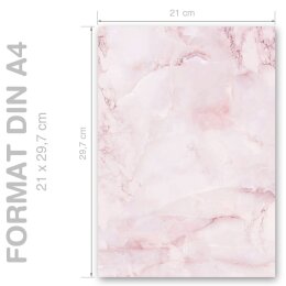 MARBLE MAGENTA Briefpapier Marble paper ELEGANT 50 sheets, DIN A4 (210x297 mm), A4E-4040-50