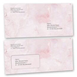Motif envelopes Marble & Structure, MARBLE MAGENTA 10 envelopes (with window) - DIN LONG (220x110 mm) | Self-adhesive | Order online! | Paper-Media