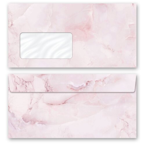 50 patterned envelopes MARBLE MAGENTA in standard DIN long format (with windows) Marble & Structure, Marble envelopes, Paper-Media