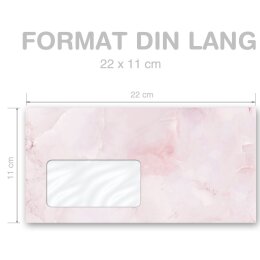 MÁRMOL MAGENTA Briefumschläge Sobres de mármol CLASSIC 50 sobres (con ventana), DIN LANG (220x110 mm), DLMF-4040-50