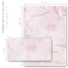 20-pc. Complete Motif Letter Paper-Set MARBLE MAGENTA