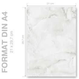 MÁRMOL GRIS CLARO Briefpapier Papier de marbre ELEGANT 20 hojas de papelería, DIN A4 (210x297 mm), A4E-4041-20