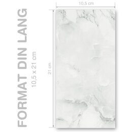 MARMOR HELLGRAU Briefpapier Marmorpapier ELEGANT 100 Blatt Briefpapier, DIN LANG (105x210 mm) Hoch, DLE-4041-100