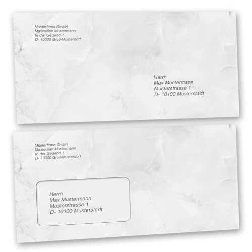 MARMOR HELLGRAU Briefumschläge Marmorpapier "CLASSIC" , DIN LANG & DIN C6, BUE-4041