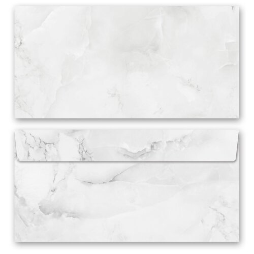 10 patterned envelopes MARBLE LIGHT GREY in standard DIN long format (windowless) Marble & Structure, Marble paper, Paper-Media