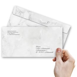 10 patterned envelopes MARBLE LIGHT GREY in standard DIN long format (windowless)