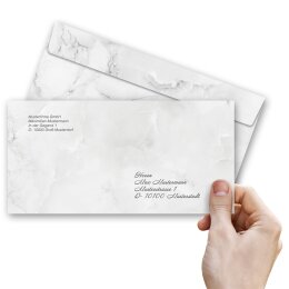50 patterned envelopes MARBLE LIGHT GREY in standard DIN long format (windowless)