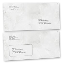 Sobres de adorno Mármol & Estructura, MÁRMOL GRIS CLARO  10 sobres (con ventana) - DIN LANG (220x110 mm) | Auto-adhesivo | Orden en línea! | Paper-Media
