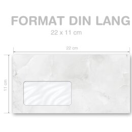 MÁRMOL GRIS CLARO Briefumschläge Papier de marbre CLASSIC 10 sobres (con ventana), DIN LANG (220x110 mm), DLMF-4041-10