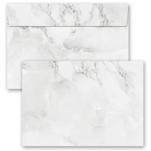10 sobres estampados MÁRMOL GRIS CLARO  - Formato: C6 (sin ventana) Mármol & Estructura, Papier de marbre, Paper-Media