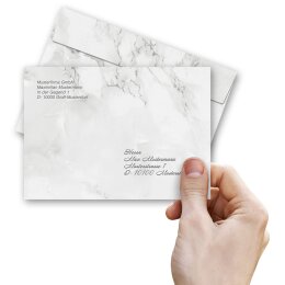 10 patterned envelopes MARBLE LIGHT GREY in C6 format (windowless)