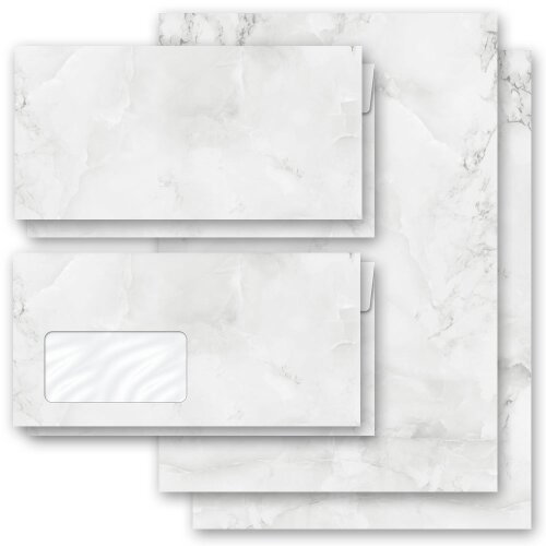Papier à lettres et enveloppes Sets MARBRE GRIS CLAIR Papier de marbre