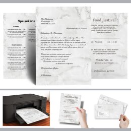 Motiv-Briefpapier-Sets MARMOR HELLGRAU Marmorpapier