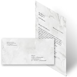 20-pc. Complete Motif Letter Paper-Set MARBLE LIGHT GREY