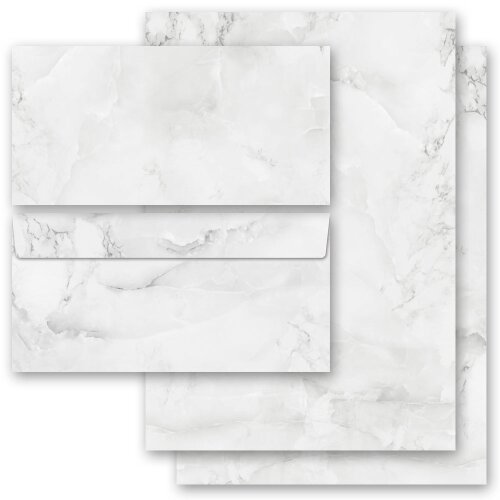 100-pc. Complete Motif Letter Paper-Set MARBLE LIGHT GREY Marble & Structure, Marble paper, Paper-Media