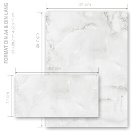 100-pc. Complete Motif Letter Paper-Set MARBLE LIGHT GREY