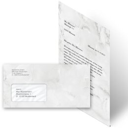 100-pc. Complete Motif Letter Paper-Set MARBLE LIGHT GREY