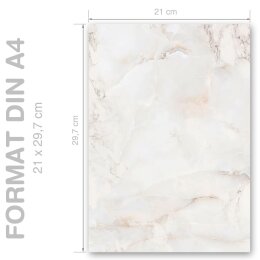 MÁRMOL NATURAL Briefpapier Papier de marbre ELEGANT 20 hojas de papelería, DIN A4 (210x297 mm), A4E-4042-20