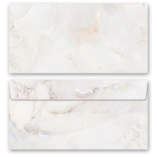 10 patterned envelopes MARBLE NATURAL in standard DIN long format (windowless) Marble & Structure, Marble paper, Paper-Media
