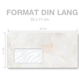 MARBRE NATUREL Briefumschläge Papier de marbre CLASSIC 10 enveloppes (avec fenêtre), DIN LANG (220x110 mm), DLMF-4042-10